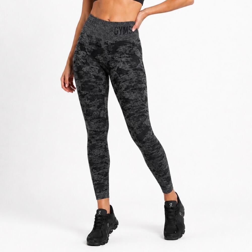 Gymshark Adapt Seamless Leggings Black Gray Camo Size XS